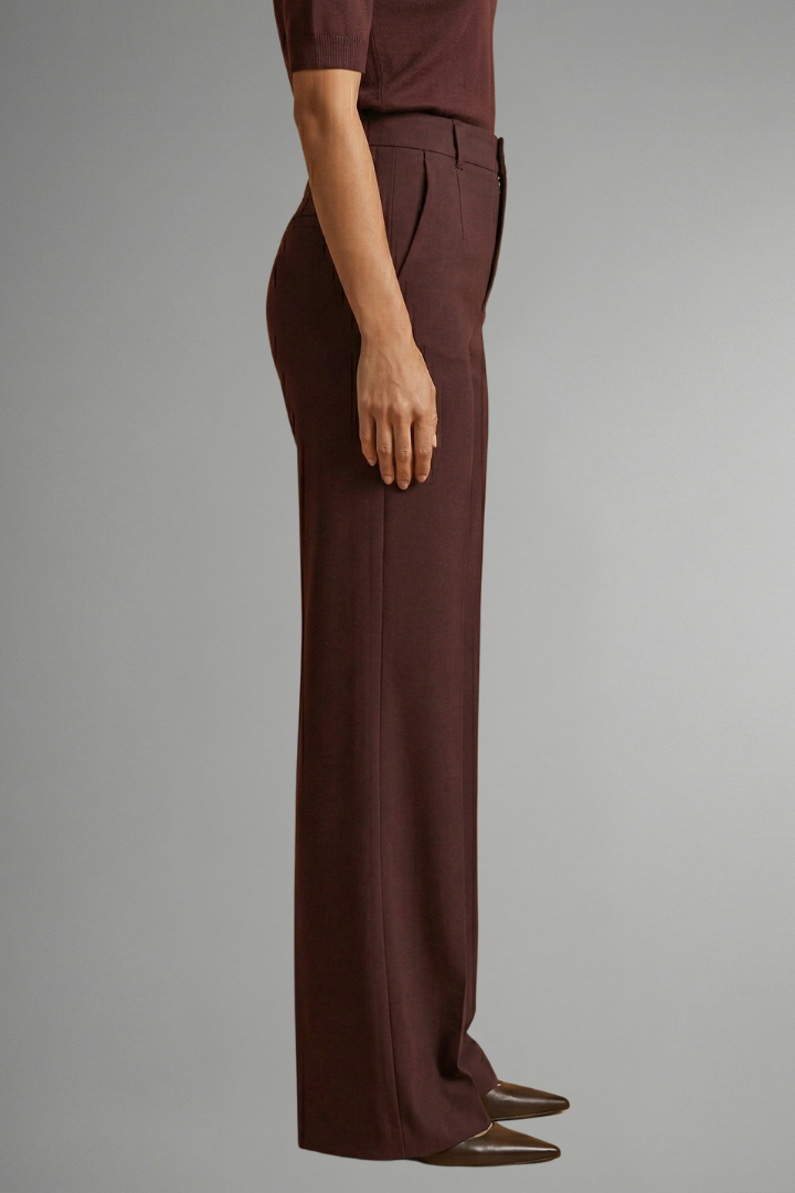 Women's High-Waisted Wide Leg Pants with Tailored Fit and Button Closure - Image 5