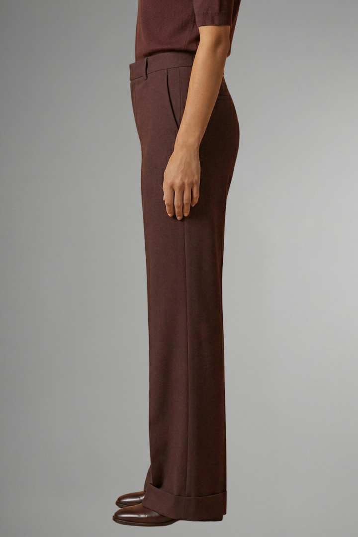 Women's High-Waisted Wide Leg Pants with Tailored Fit and Button Closure - Image 6