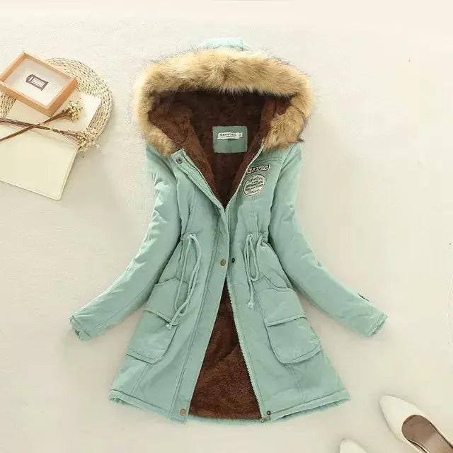 Women's Hooded Winter Coat with Fleece Lining and Faux Fur Hood Trim - Image 13