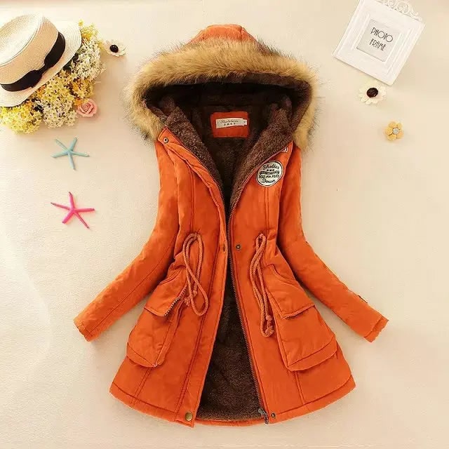 Women's Hooded Winter Coat with Fleece Lining and Faux Fur Hood Trim - Image 14