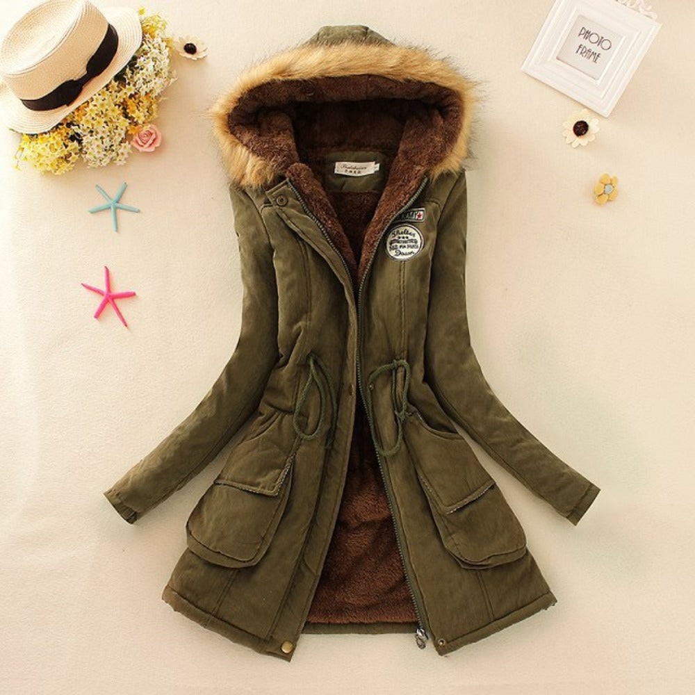 Women's Hooded Winter Coat with Fleece Lining and Faux Fur Hood Trim - Image 15