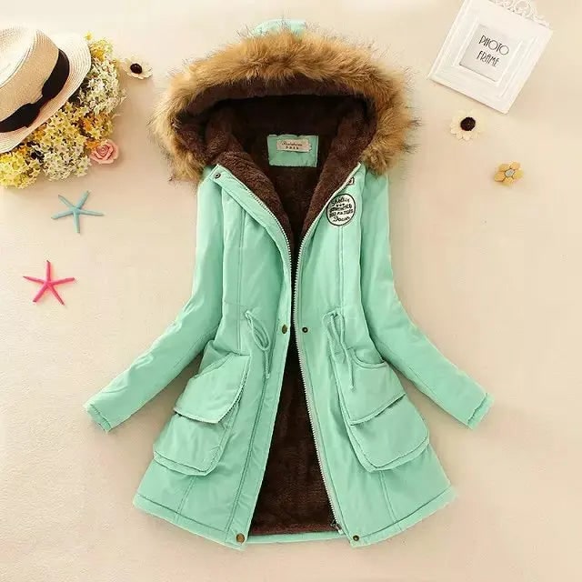 Women's Hooded Winter Coat with Fleece Lining and Faux Fur Hood Trim - Image 16