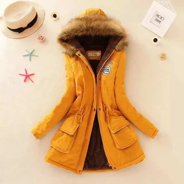 Women's Hooded Winter Coat with Fleece Lining and Faux Fur Hood Trim - Image 17