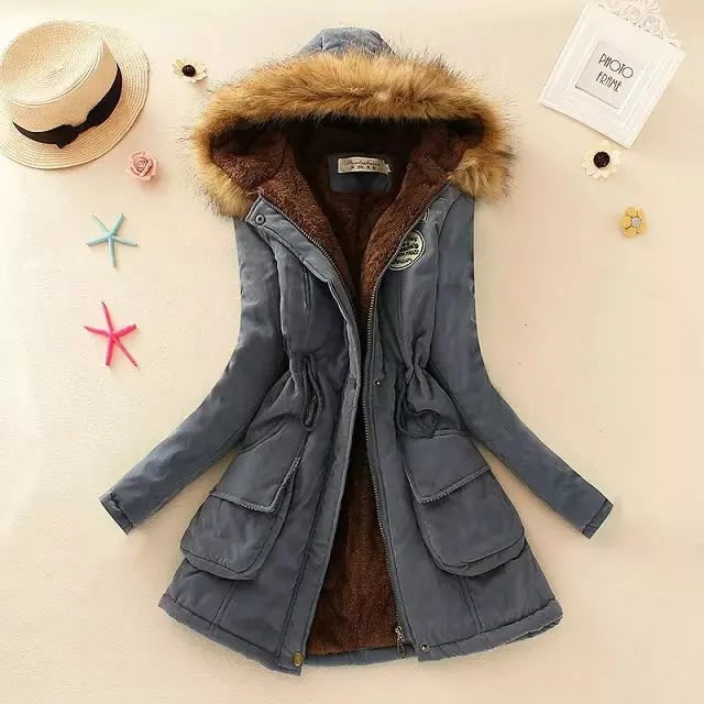 Women's Hooded Winter Coat with Fleece Lining and Faux Fur Hood Trim - Image 19