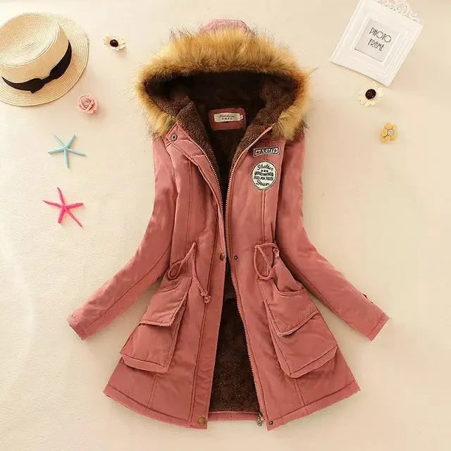 Women's Hooded Winter Coat with Fleece Lining and Faux Fur Hood Trim - Image 2