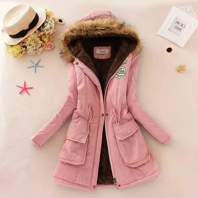 Women's Hooded Winter Coat with Fleece Lining and Faux Fur Hood Trim - Image 4