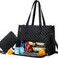 Women's Insulated Lunch Bag Tote with Quilted Faux Leather and Matching Wristlet Purse - Image 2