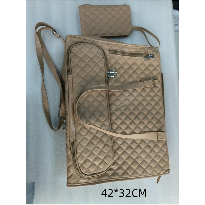 Women's Insulated Lunch Bag Tote with Quilted Faux Leather and Matching Wristlet Purse - Image 6