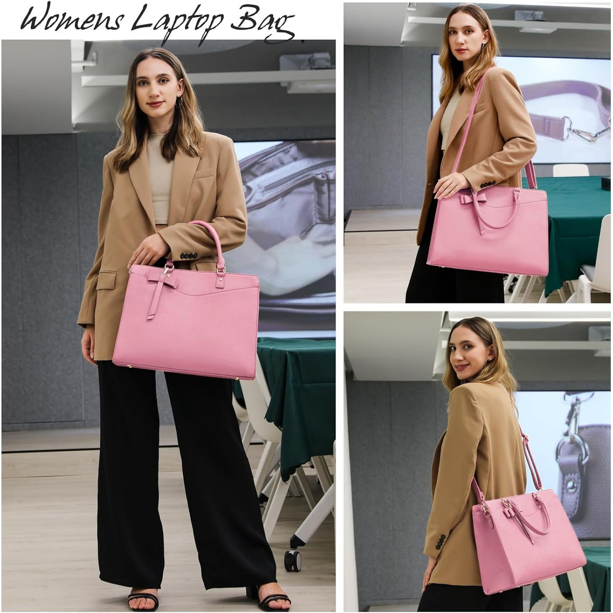 Women's Laptop Tote Bag with Shoulder Strap and Multiple Compartments - Image 17