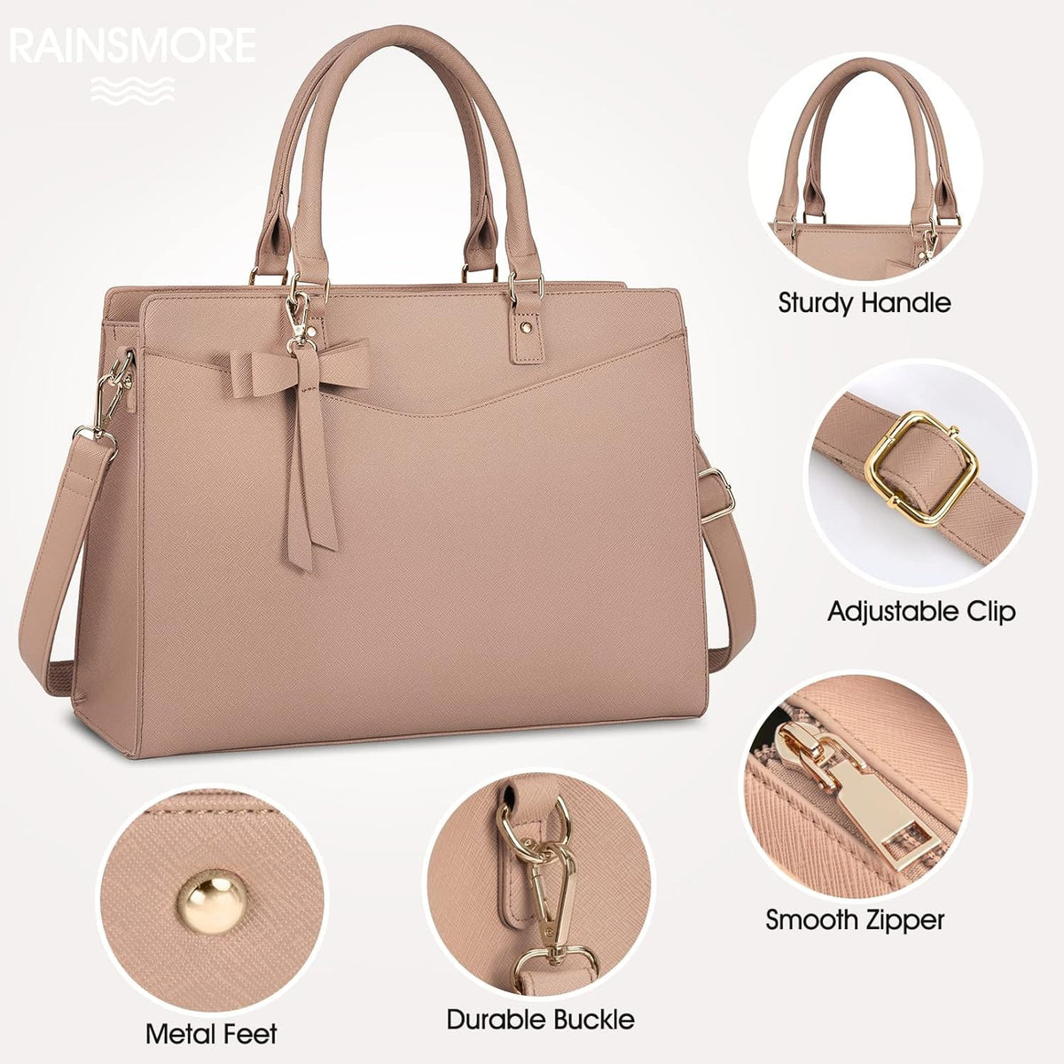 Women's Laptop Tote Bag with Shoulder Strap and Multiple Compartments - Image 8