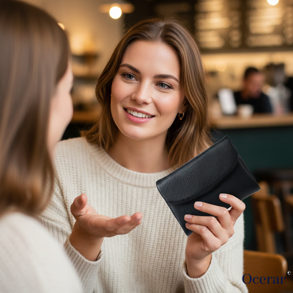 Women's Leather Wallet with Zippered Pockets Card Slots and Id Window - Image 2