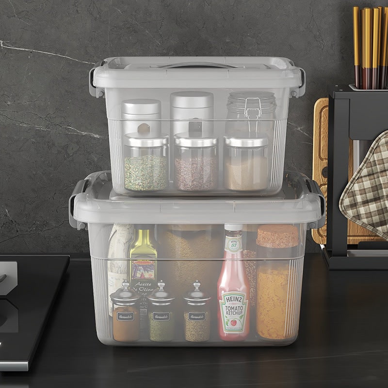 Women's Plastic Storage Bin with Latching Lid Stackable Design and Carrying Handle Totes - Image 4