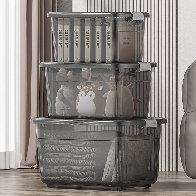 Women's Plastic Storage Bin with Latching Lid Stackable Design and Carrying Handle Totes - Image 7