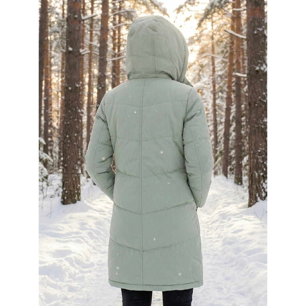 Women's Puffer Coat with Sherpa-Lined Hood and Quilted Design - Image 5