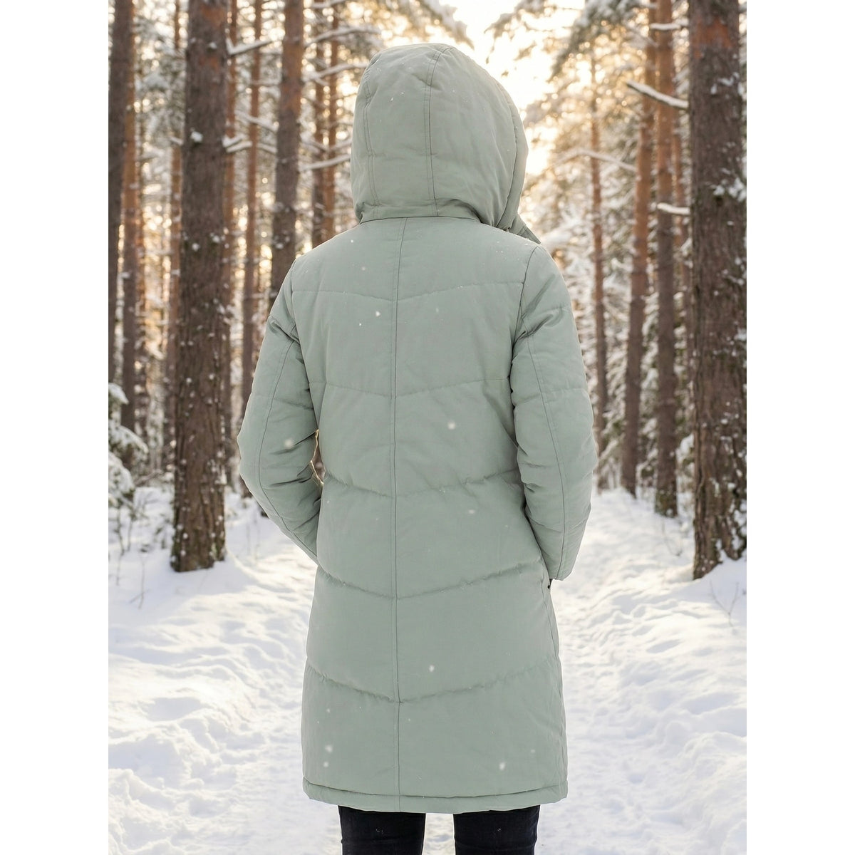 Women's Puffer Coat with Sherpa-Lined Hood and Quilted Design - Image 5