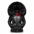 Women's Quilted Puffer Jacket with Faux Fur Hood and Zip Pockets - Image 1