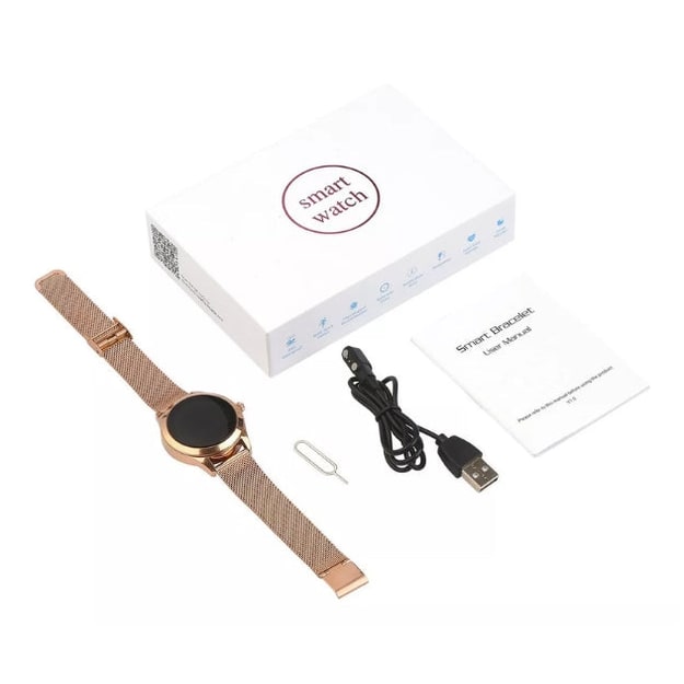 Womens Smartwatch Round Mesh Adjustable Rechargeable Digital Display Ladies - Image 4