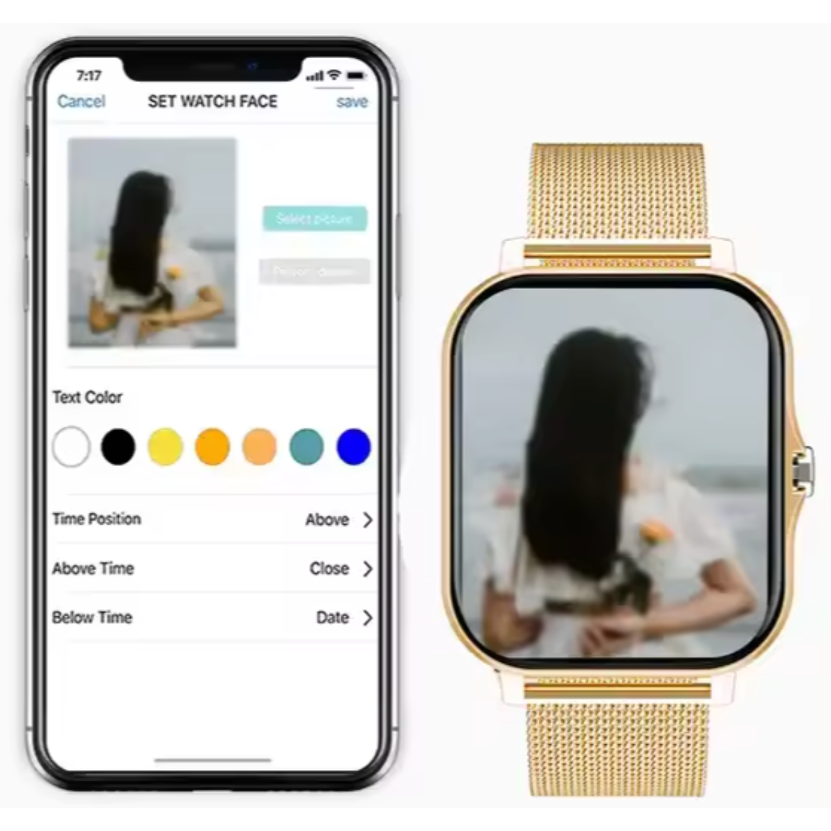 Women's Smartwatch with Fitness Tracking Mesh Metal Band and Touch Screen Display Gps - Image 2