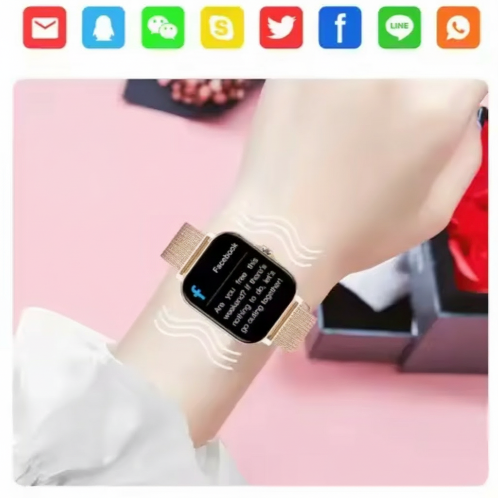 Women's Smartwatch with Fitness Tracking Mesh Metal Band and Touch Screen Display Gps - Image 3