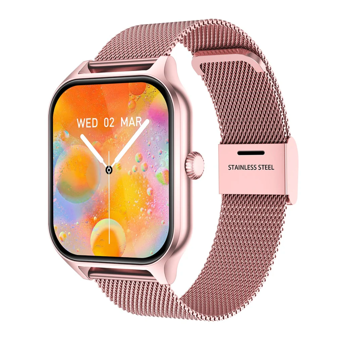 Women's Smartwatch with Fitness Tracking Mesh Metal Band and Touch Screen Display Gps - Image 8