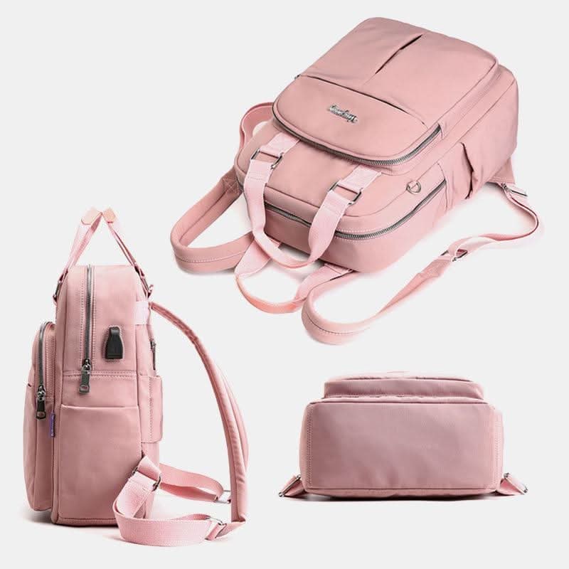 Women's Travel Backpack Purse with USB Charging Port and Nylon Exterior - Image 6