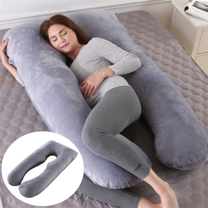 Women's U Shaped Full Body Pregnancy Pillow with Side Sleeping Support and Back Pain Relief - Image 1