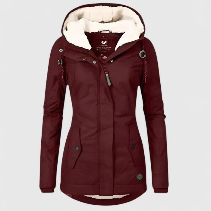 Women's Winter Jacket with Sherpa Fleece Lining Waterproof Shell and Adjustable Hood - Image 4