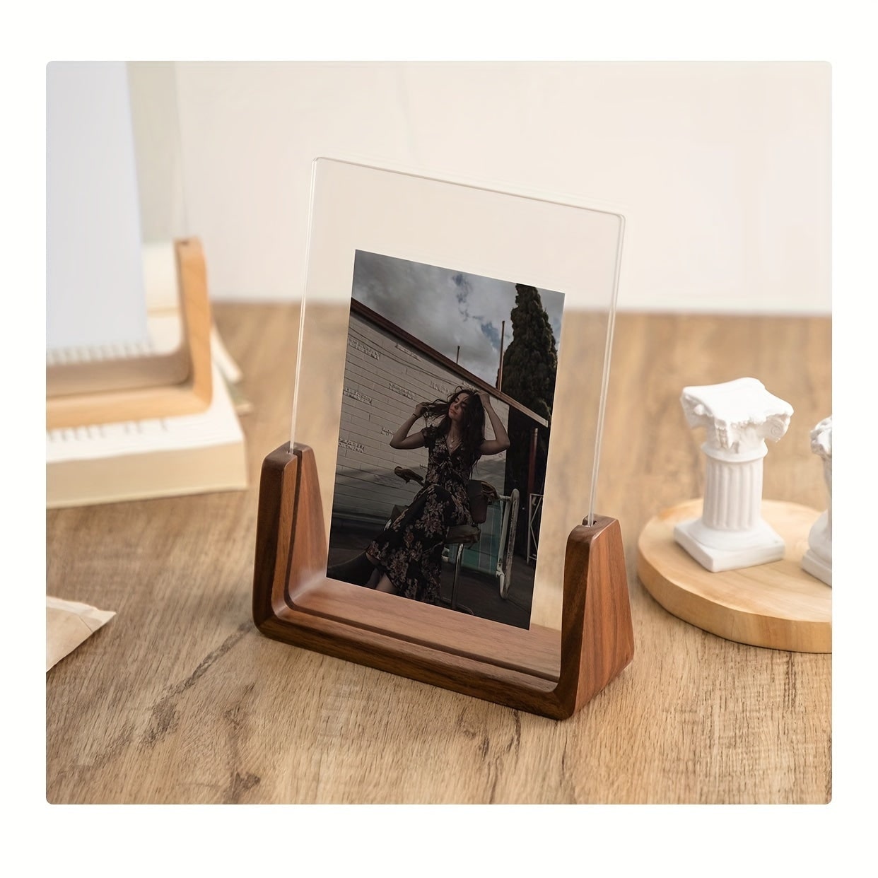 Wood Picture Frame 12x18 and 11x17 Modern Tabletop Display with Clear Acrylic Panels - Image 1