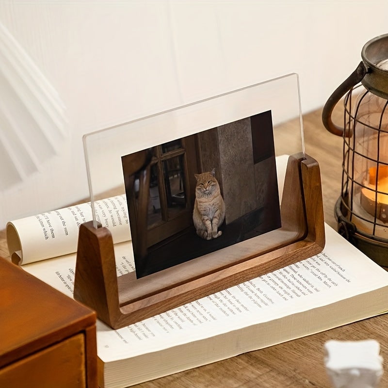 Wood Picture Frame 12x18 and 11x17 Modern Tabletop Display with Clear Acrylic Panels - Image 2
