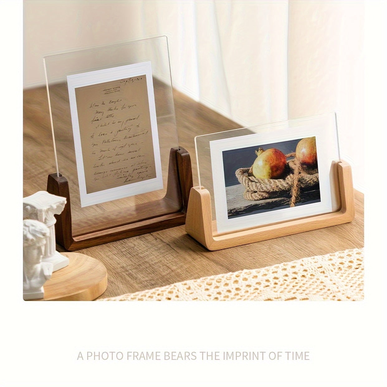 Wood Picture Frame 12x18 and 11x17 Modern Tabletop Display with Clear Acrylic Panels - Image 4