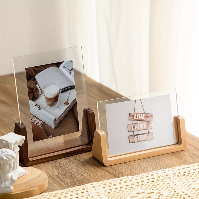 Wood Picture Frame 12x18 and 11x17 Modern Tabletop Display with Clear Acrylic Panels - Image 5