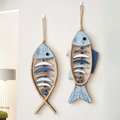 Wooden Fish Wall Art Decor with Rope Accents and Coastal Nautical Style - Image 1