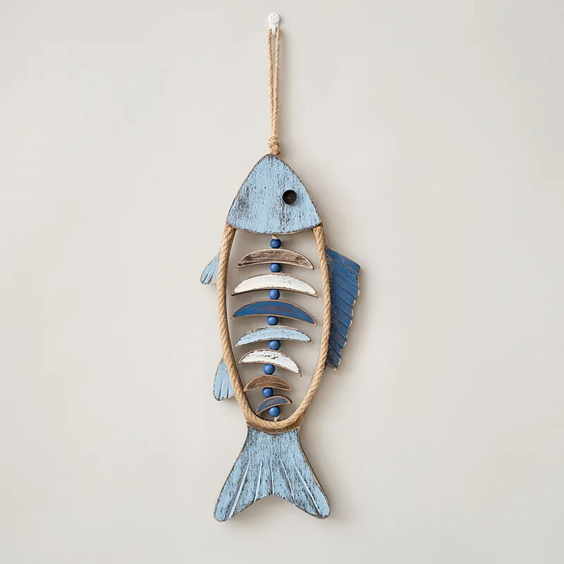 Wooden Fish Wall Art Decor with Rope Accents and Coastal Nautical Style - Image 4