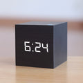 Wooden Grain Alarm Clock Cube Digital LED Tabletop Temperature Display - Image 2