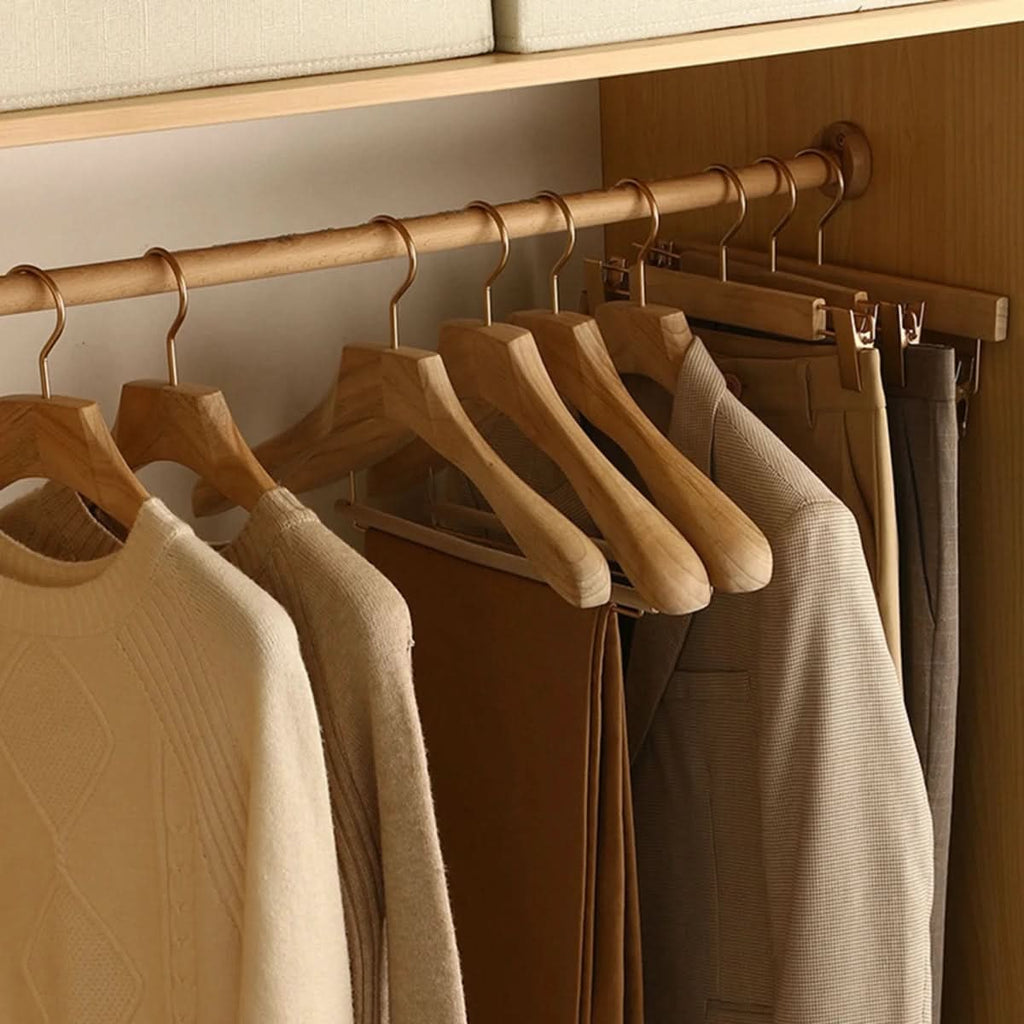 Wooden Hangers with Shoulders and Bar for Suits and Coats - Image 3