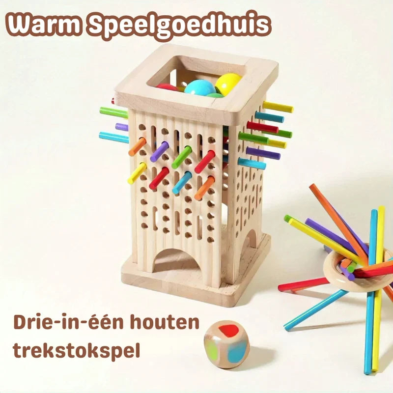 Wooden Tower Game with Colored Sticks and Balls for Educational Balance Play - Image 6