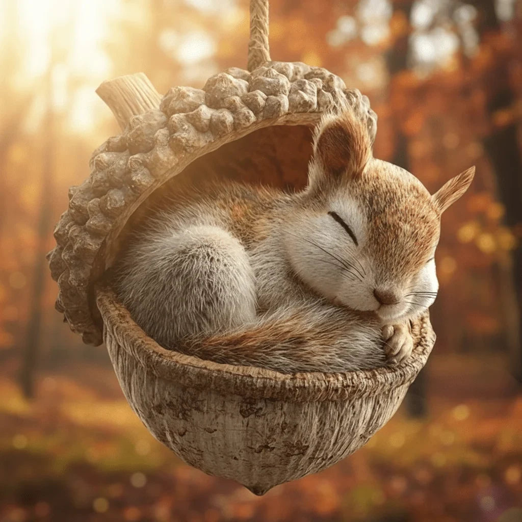 Woodland Christmas Ornaments with Acorn Design and Sleeping Animal 3D Print - Image 3