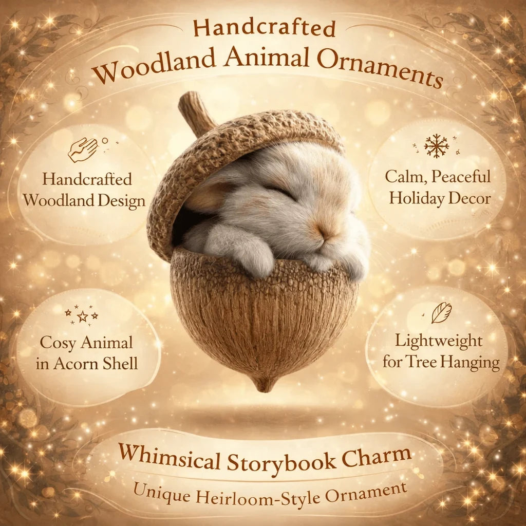 Woodland Christmas Ornaments with Acorn Design and Sleeping Animal 3D Print - Image 4