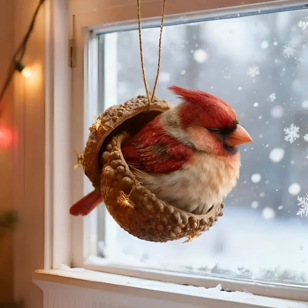 Woodland Christmas Ornaments with Hand-Painted Acorn Design and Hanging Loop - Image 10