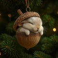 Woodland Christmas Ornaments with Hand-Painted Acorn Design and Hanging Loop - Image 2