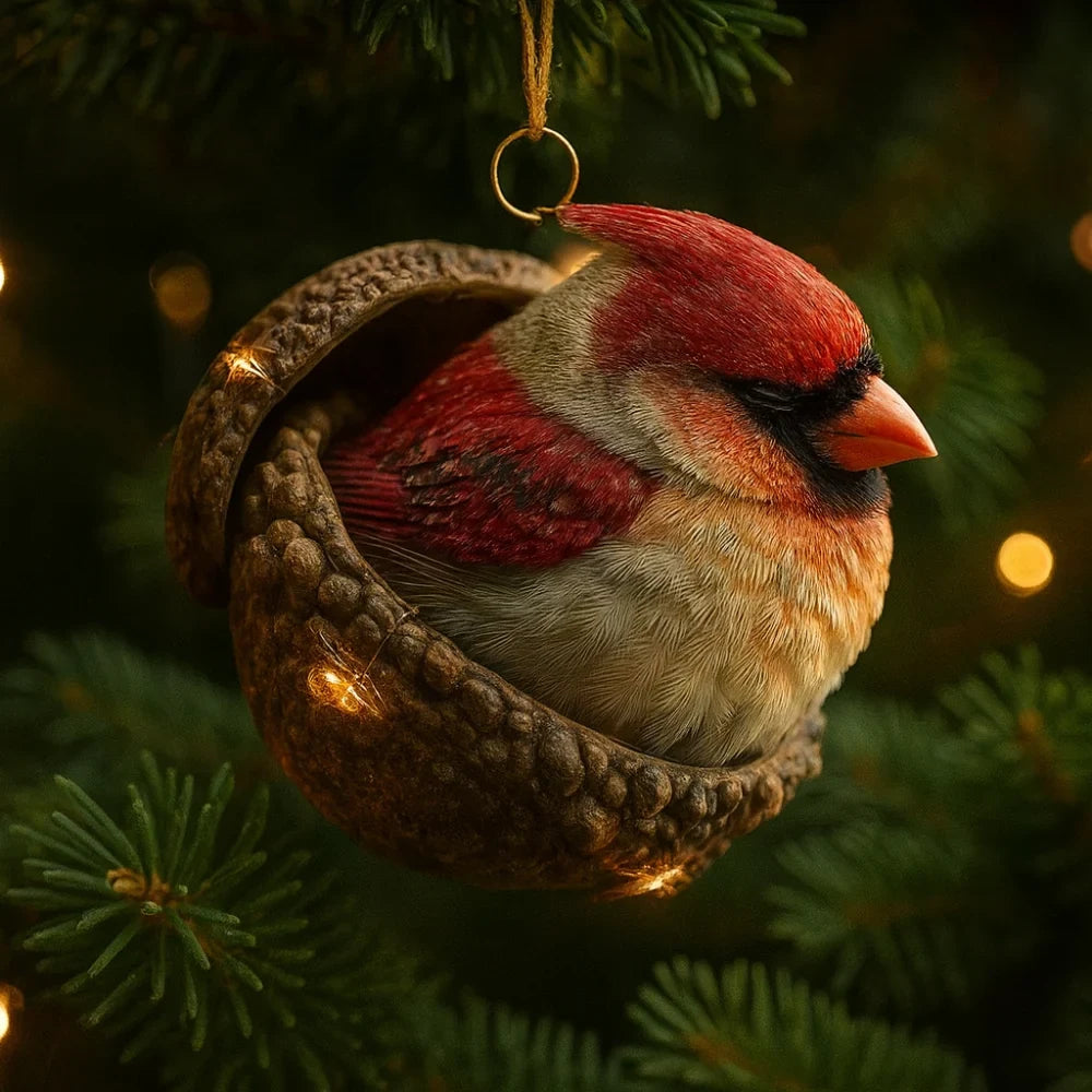 Woodland Christmas Ornaments with Hand-Painted Acorn Design and Hanging Loop - Image 3