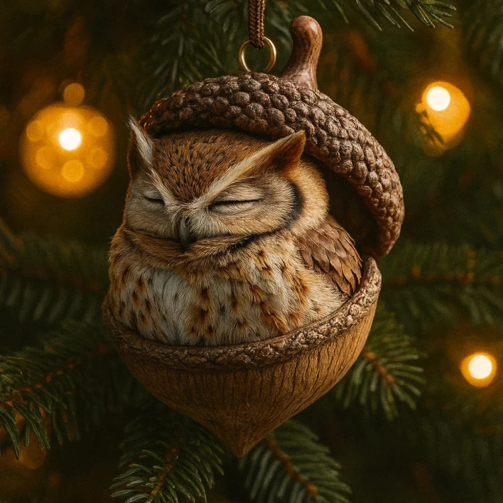 Woodland Christmas Ornaments with Hand-Painted Acorn Design and Hanging Loop - Image 7
